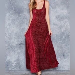 Blackmilk Burned Velvet Wine Maxi Dress Size XL